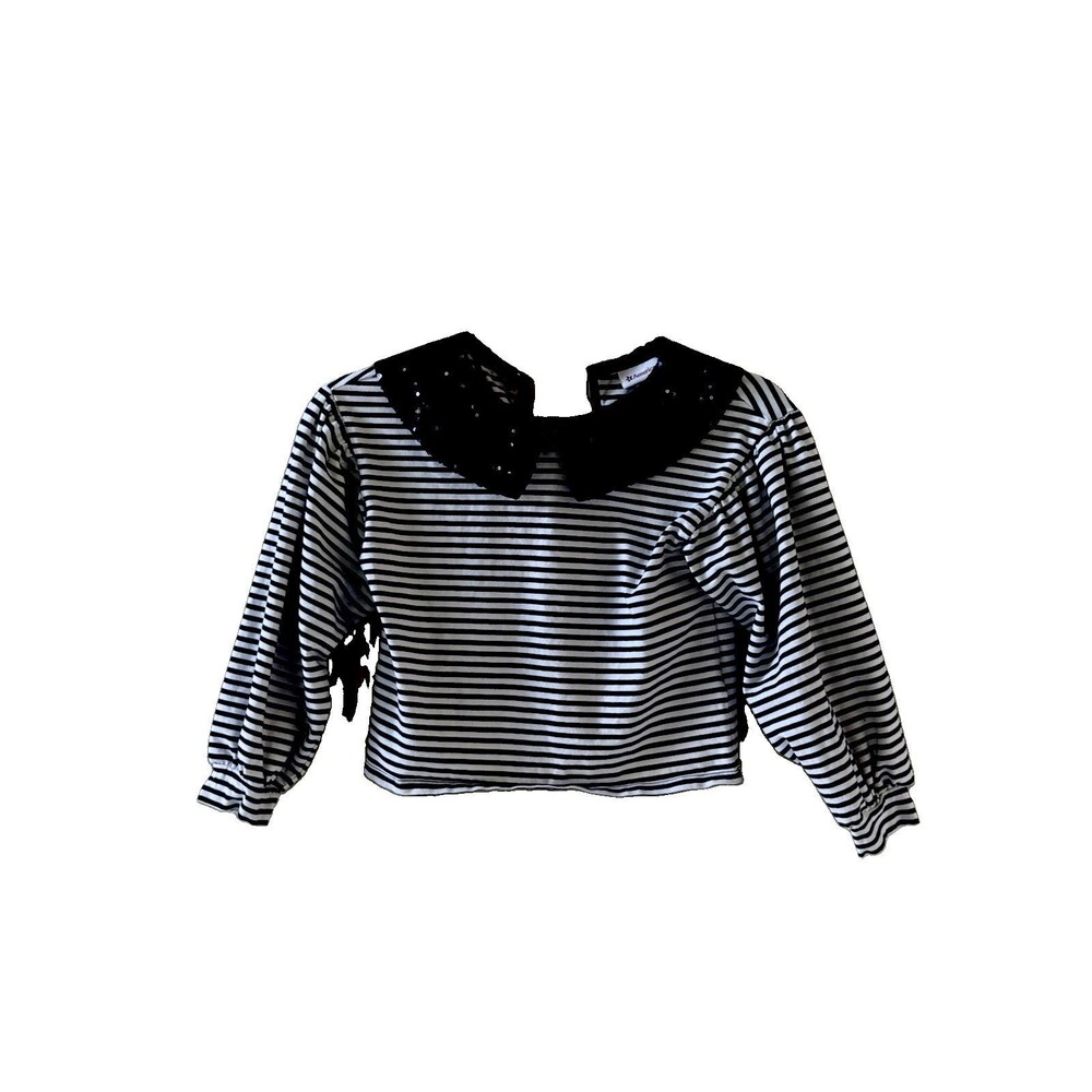 American Girl Top Girls Small 7/8 Something Navy Stripes Sparkle Sequin